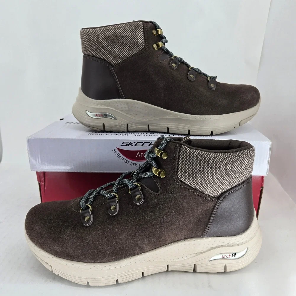 Skechers Arch Fit Extraordinary 167324 Chocolate Brown Suede‎ Boots Womens 10